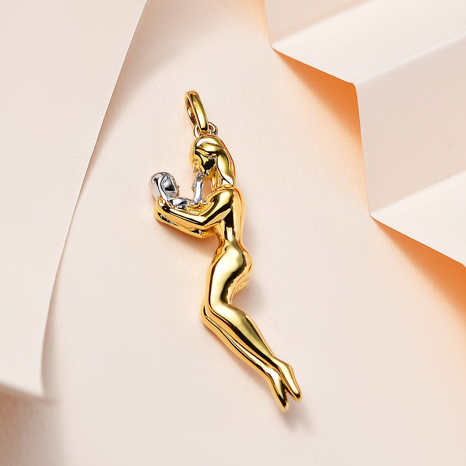 Two Tone Plated Sterling Silver Baby & Mother Pendant, Silver Wt 5.00 GM