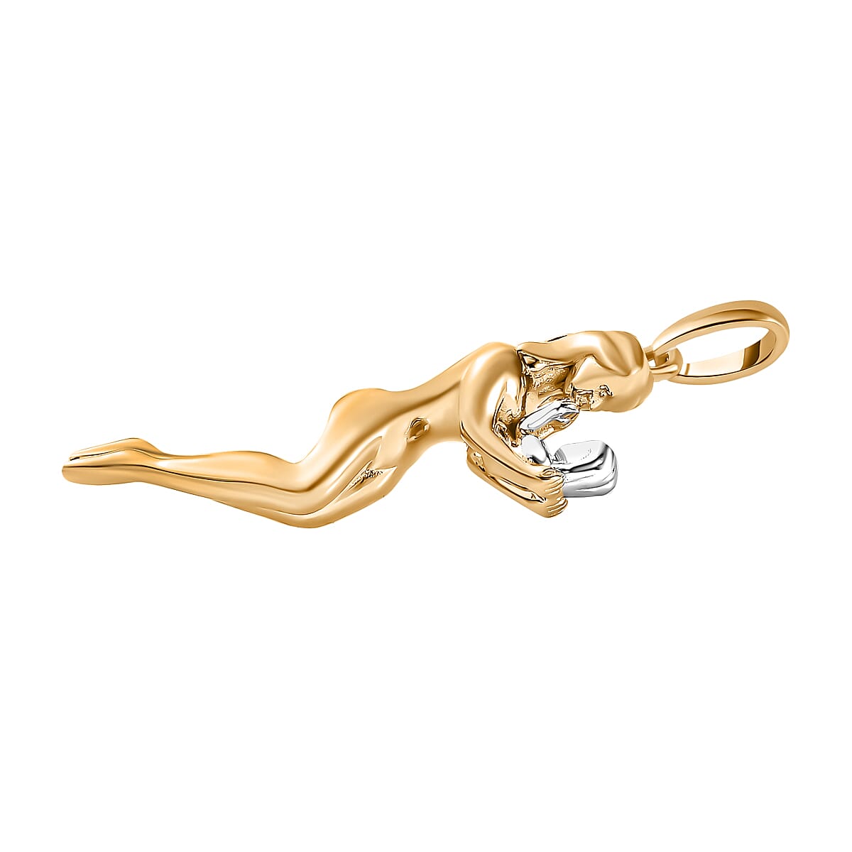 Two Tone Plated Sterling Silver Baby & Mother Pendant, Silver Wt 5.00 GM