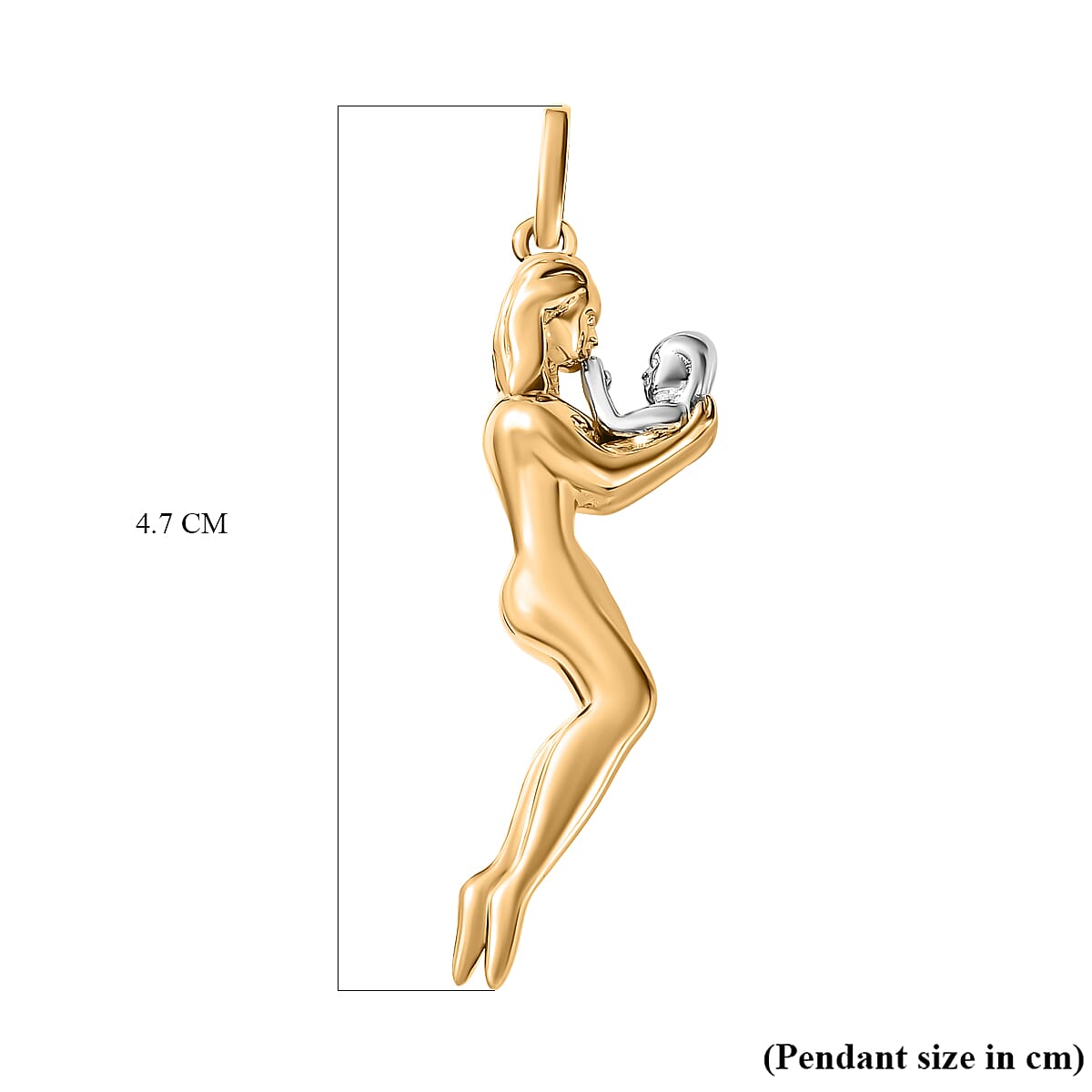 Two Tone Plated Sterling Silver Baby & Mother Pendant, Silver Wt 5.00 GM