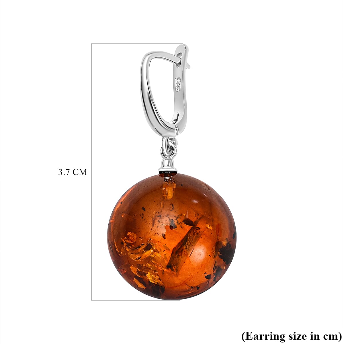 Baltic Amber Solitaire Earrings in Sterling Silver