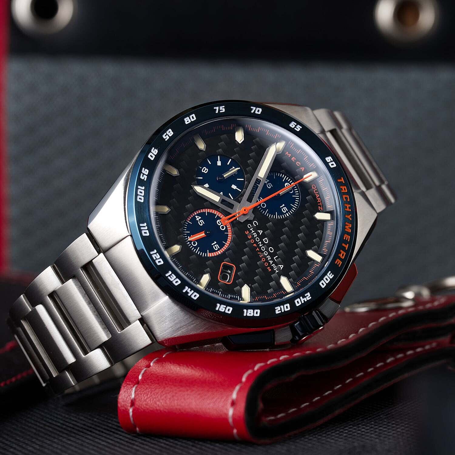 Cadola Peterson 44mm Stainless Steel Case 10 ATM Water Resistant Watch With Stainless Steel Chain Bracelet - Extra Blue with Black Silicon Strap Cadola Peterson 44mm Stainless Steel Case 10 ATM Water Resistant Watch With Stainless Steel Chain Bracelet - Extra Blue with Black Silicon Strap