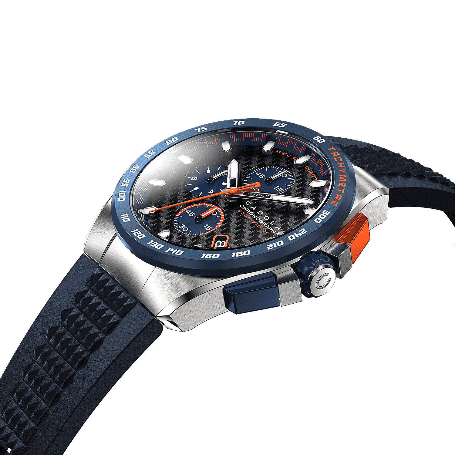 Cadola Peterson 44mm Stainless Steel Case 10 ATM Water Resistant Watch With Stainless Steel Chain Bracelet - Extra Blue with Black Silicon Strap Cadola Peterson 44mm Stainless Steel Case 10 ATM Water Resistant Watch With Stainless Steel Chain Bracelet - Extra Blue with Black Silicon Strap