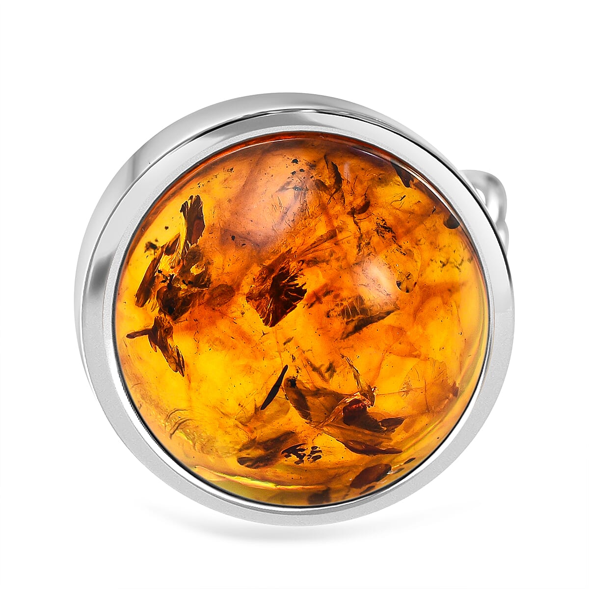 Tucson Special - Baltic Amber Solitaire Ring in Sterling Silver