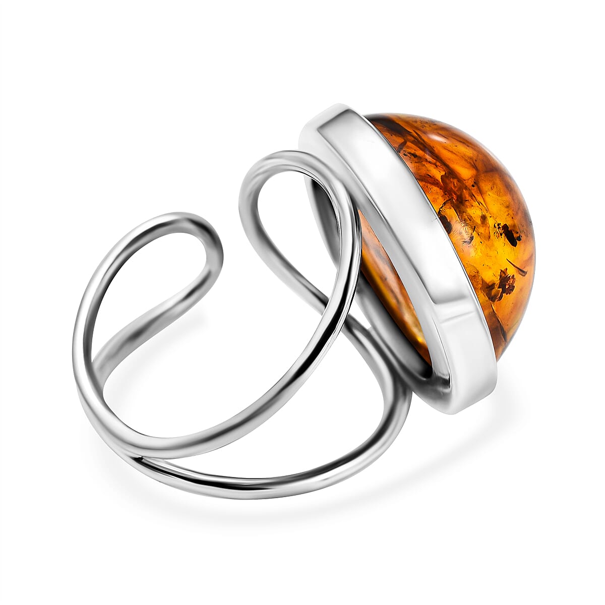 Tucson Special - Baltic Amber Solitaire Ring in Sterling Silver