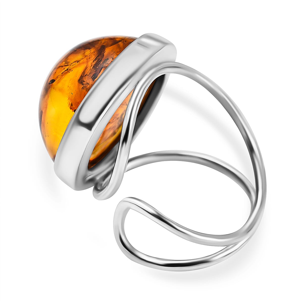 Tucson Special - Baltic Amber Solitaire Ring in Sterling Silver