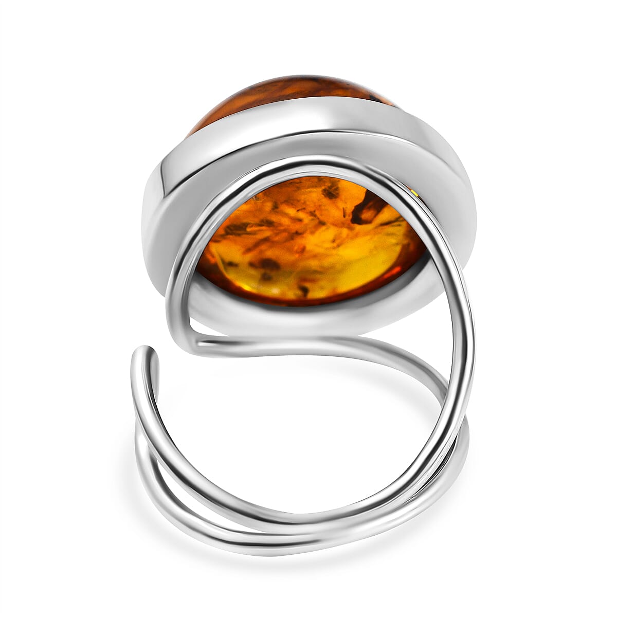 Tucson Special - Baltic Amber Solitaire Ring in Sterling Silver