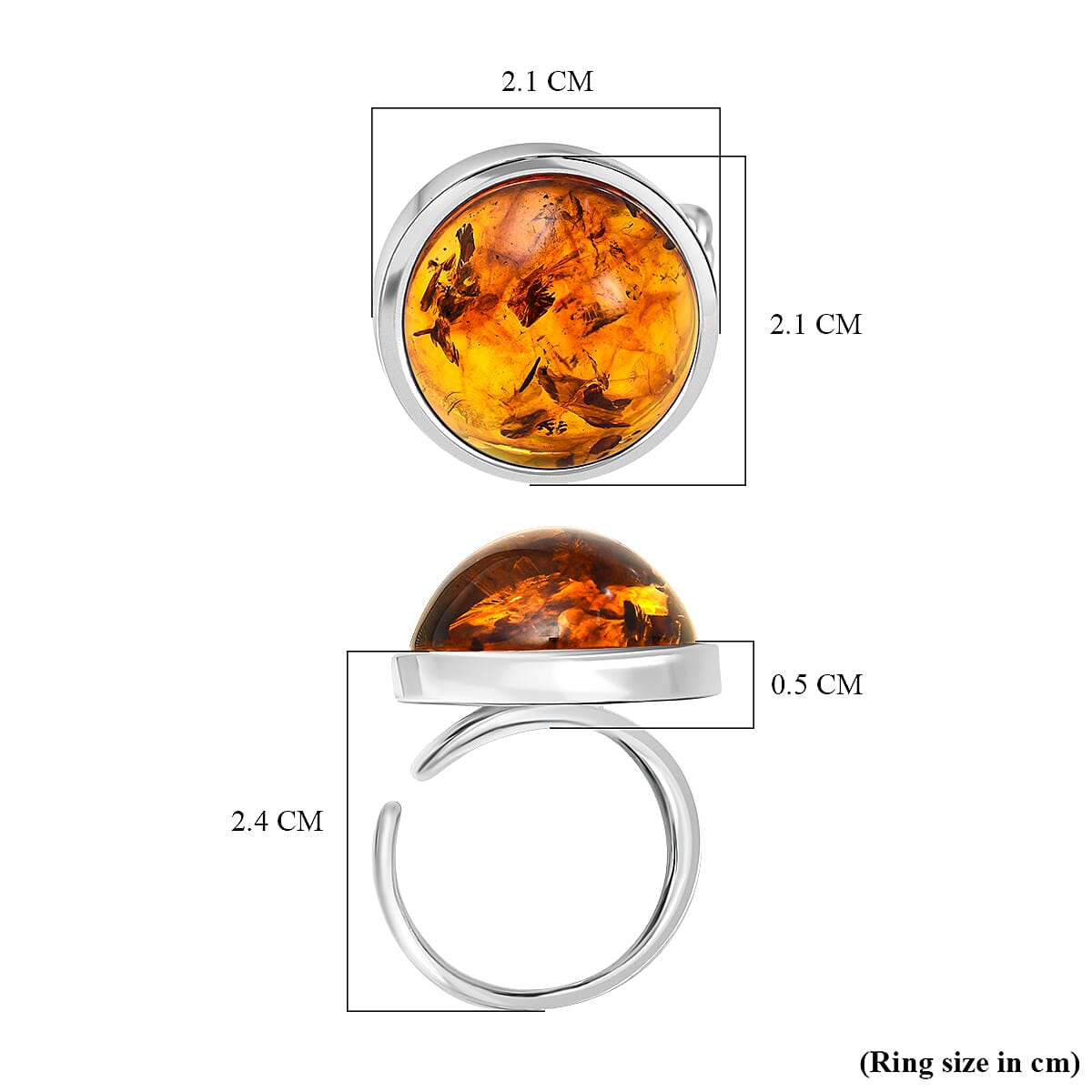 Tucson Special - Baltic Amber Solitaire Ring in Sterling Silver