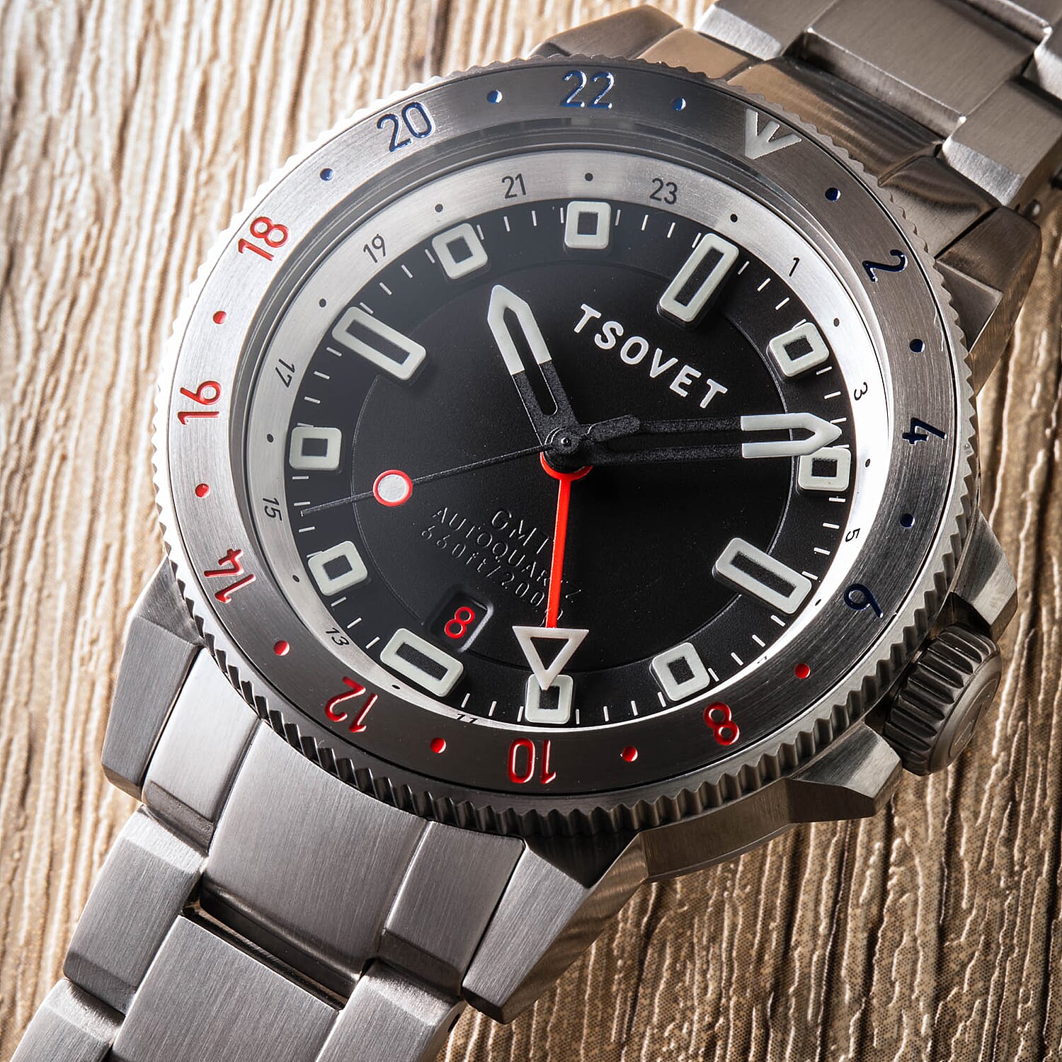 TSOVET  Hybrid Automatic Kinematic 42mm Stainless Steel Case 20 ATM Water Resistant Watch With Stainless Steel Chain Bracelet