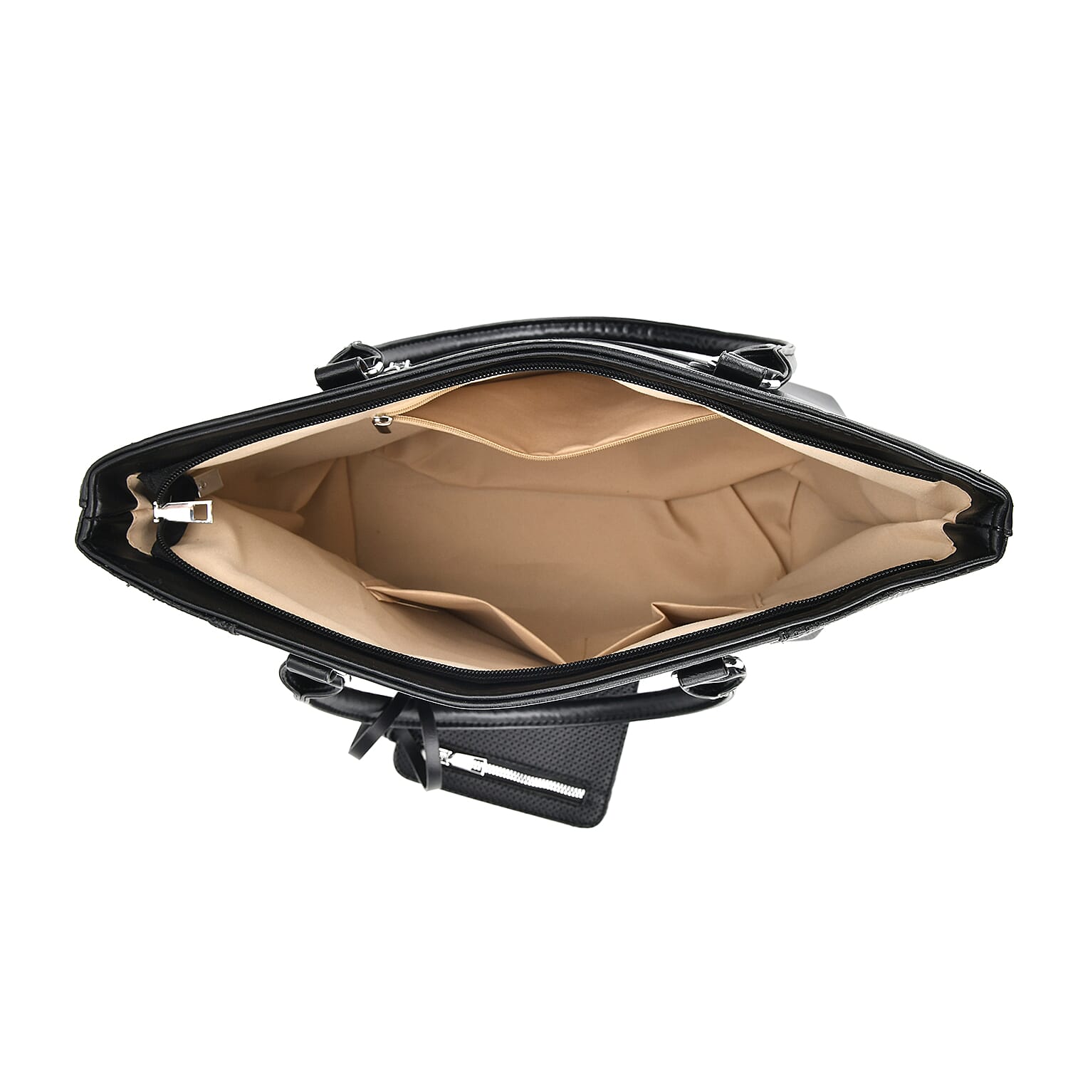  Leatherette Leaf Pattern Tote Bag with Card Holder