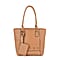 Leatherette Leaf Pattern Tote Bag with Card Holder - Yellow