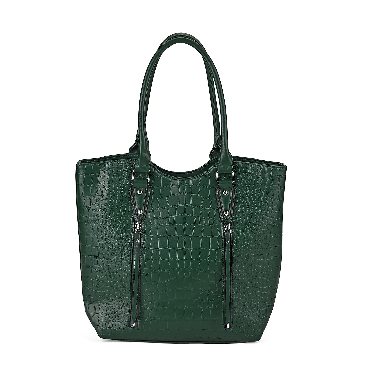 PU Crocodile Tote Bag (Size 31x13x32 cm) - Green & Black