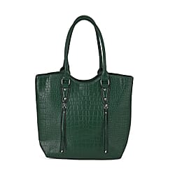 PU Crocodile Tote Bag (Size 31x13x32 cm) - Green & Black