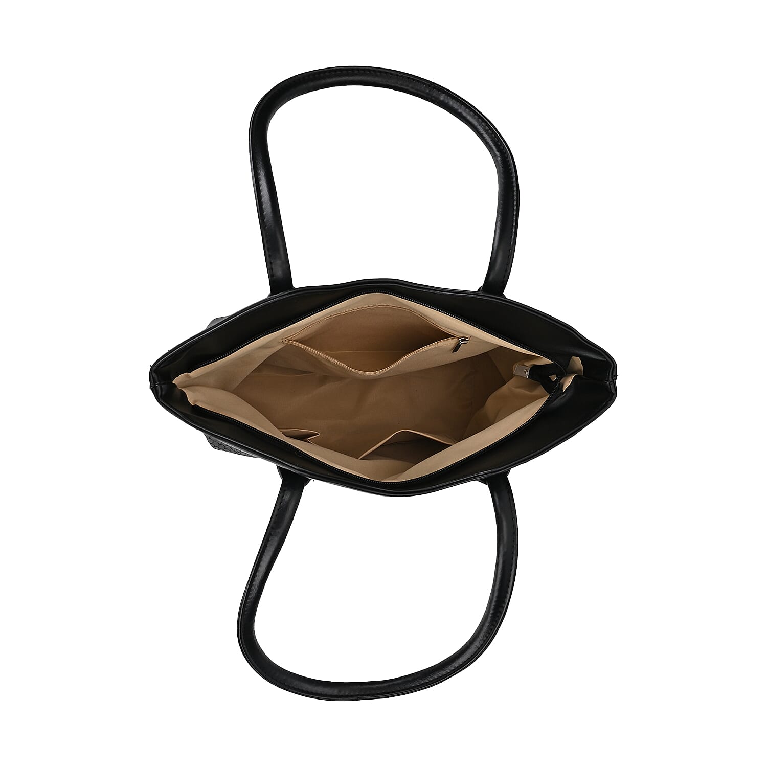 Leatherette Flower Pattern Tote Bag - Black Leatherette Flower Pattern Tote Bag - Black
