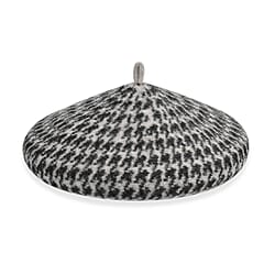 Wool Houndstooth Hat, Cap and Earmuff (Size 57x1 cm) - Black