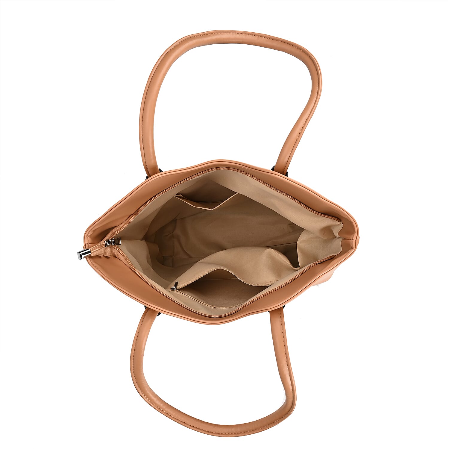 PU Flower Tote Bag (Size 31x13x32 cm) - Beige & Black