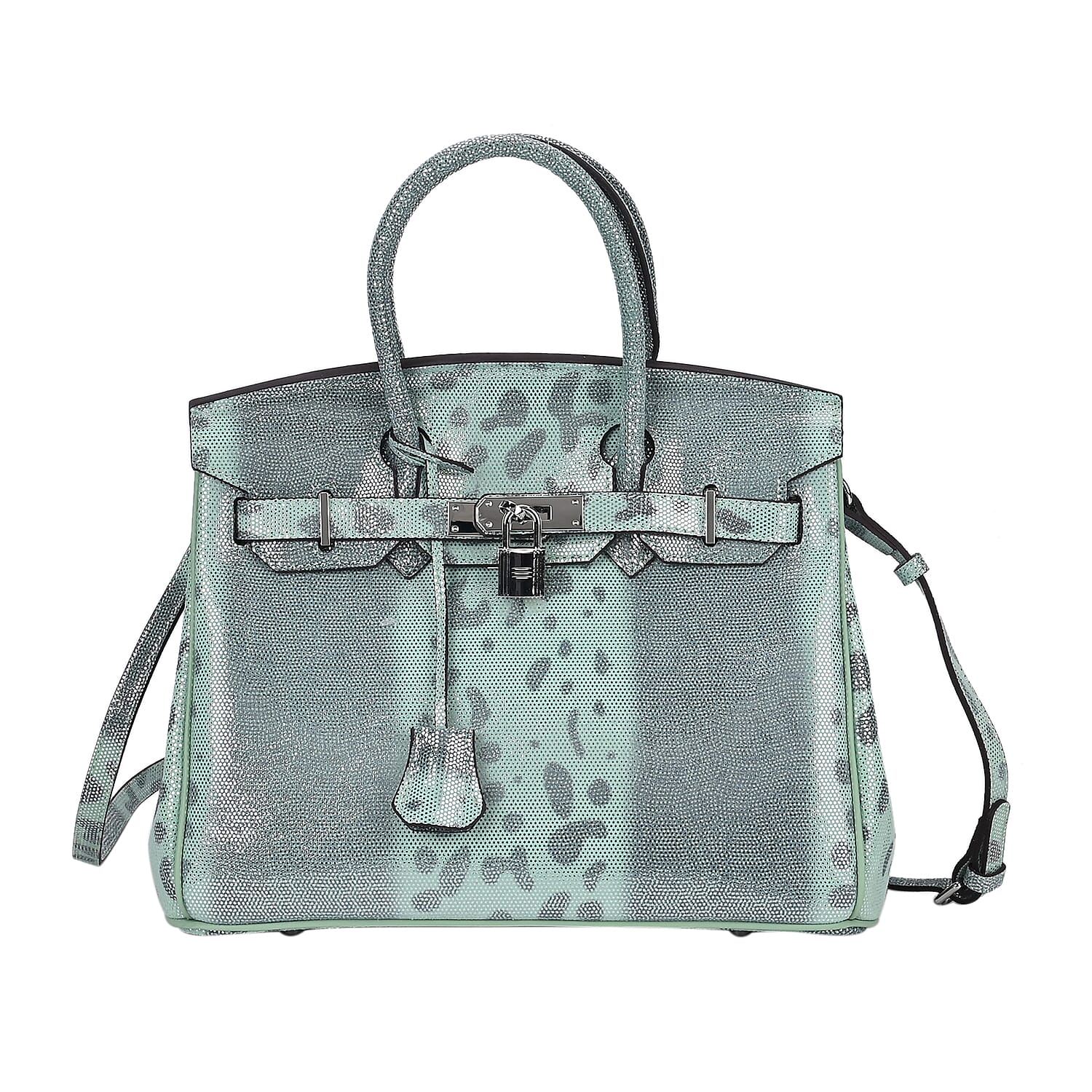 Designer Inspired - 100% Genuine Leather Snakeskin Pattern Crossbody Bag - Green