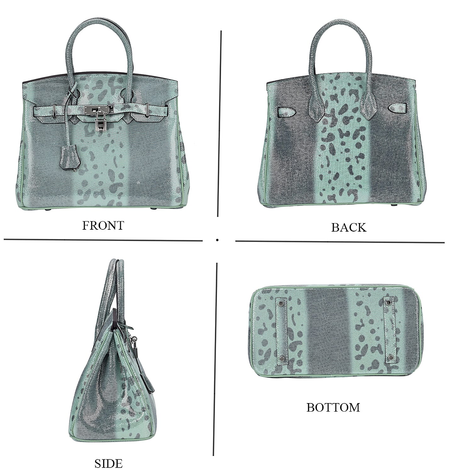 Designer Inspired - 100% Genuine Leather Snakeskin Pattern Crossbody Bag - Green