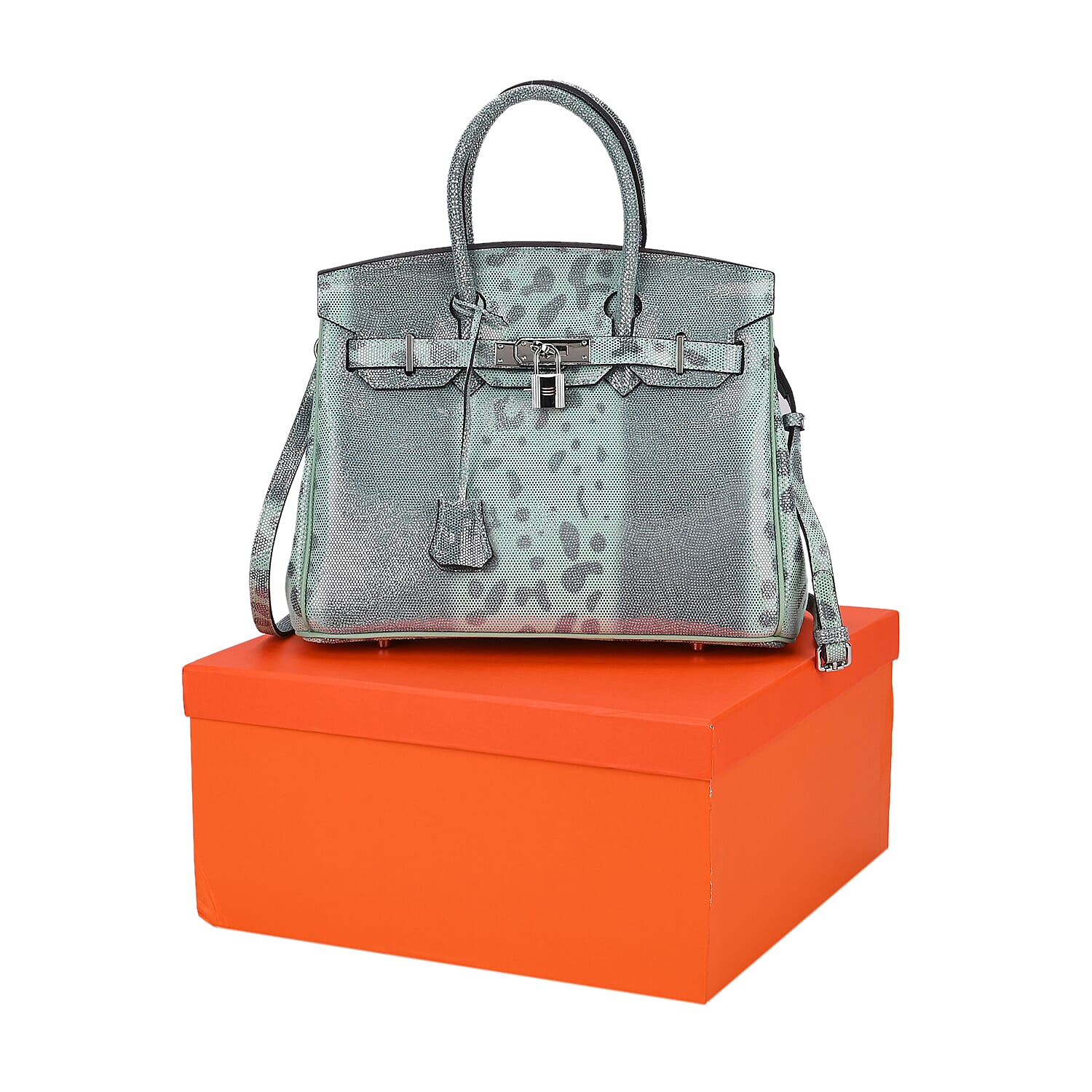 Designer Inspired - 100% Genuine Leather Snakeskin Pattern Crossbody Bag - Green