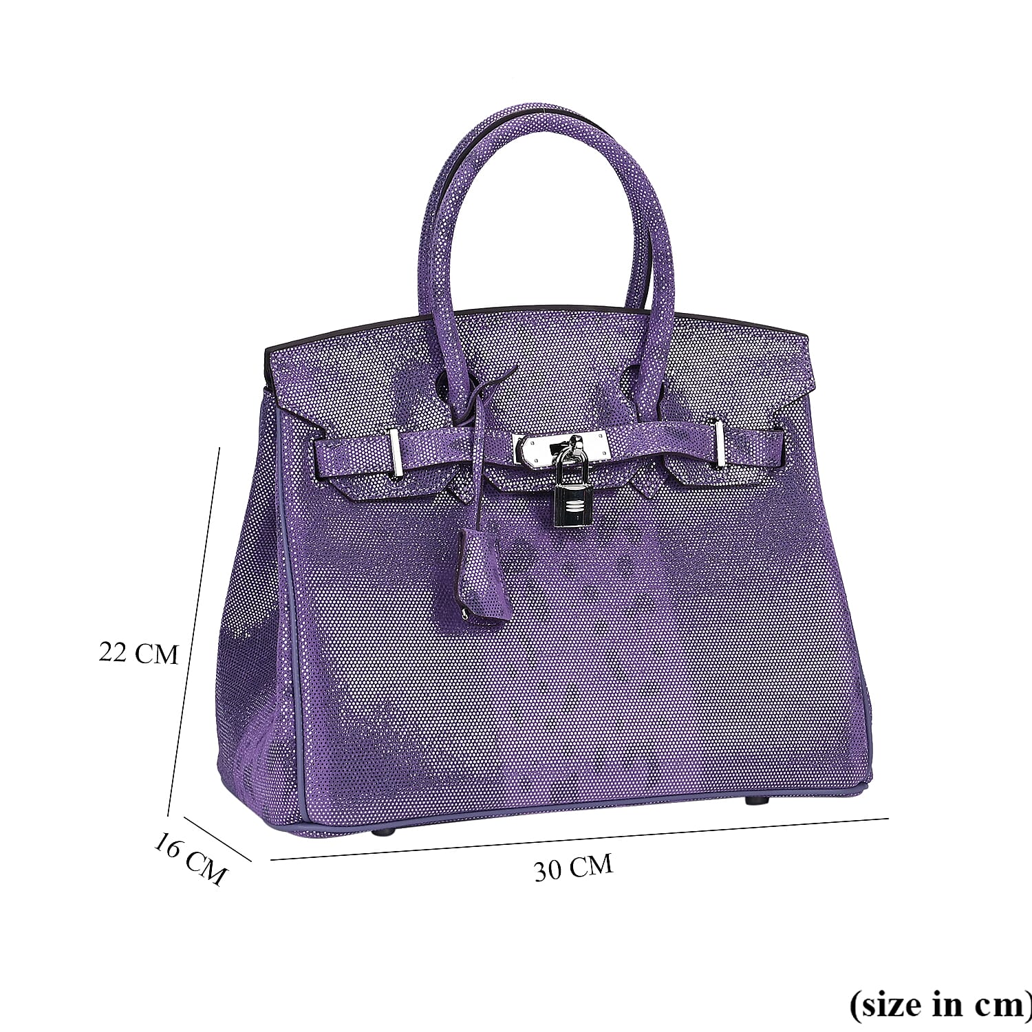 Designer Inspired - 100% Genuine Leather Snakeskin Pattern Crossbody Bag - Purple