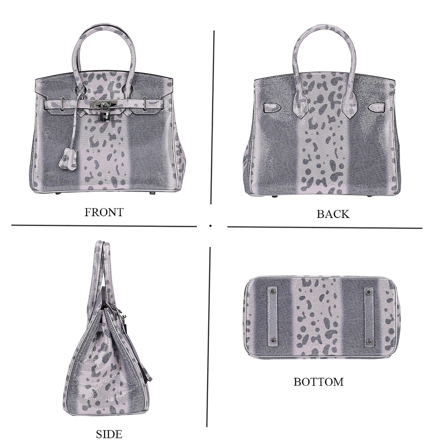 Designer Inspired - 100% Genuine Leather Snakeskin Pattern Crossbody Bag - White