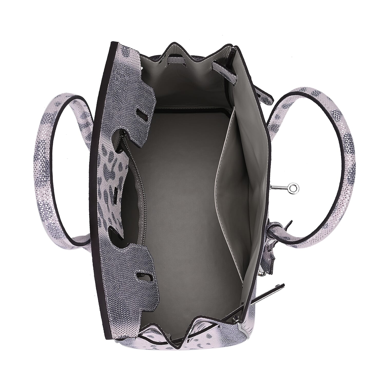 Designer Inspired - 100% Genuine Leather Snakeskin Pattern Crossbody Bag - White