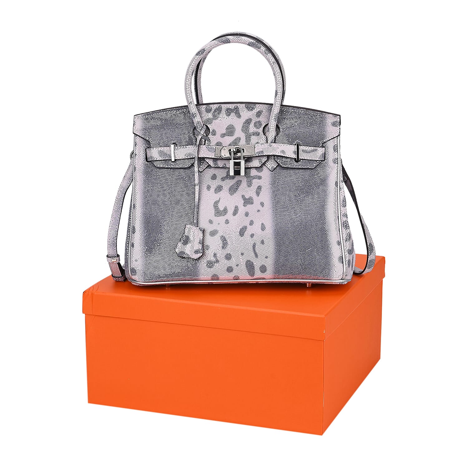 Designer Inspired - 100% Genuine Leather Snakeskin Pattern Crossbody Bag - White