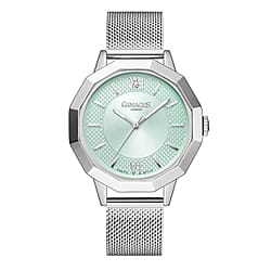 Gamages of London Lotus Diamond Swiss Quartz Movement Seychelles Blue Dial Water Resistant Ladies Watch with Mesh Bracelet in Gold Tone