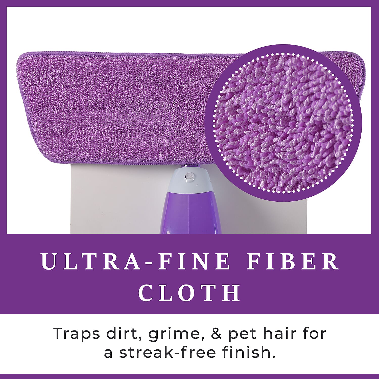 Vorfreude Floor Mop with Integrated Spray and Reusable Microfiber Pad (700ml) - Purple