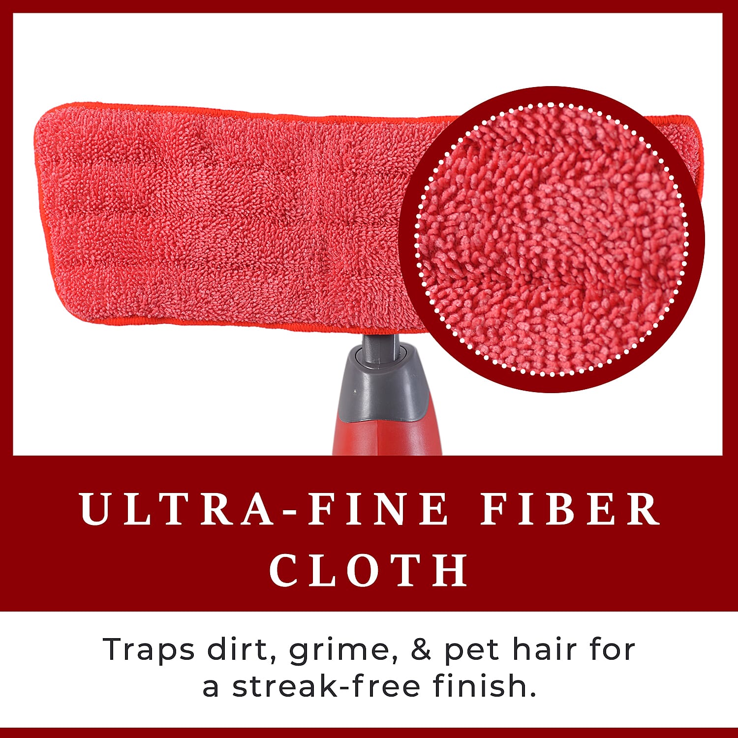 Vorfreude Floor Mop with Integrated Spray & Reusable Microfiber Pad (700ml - Red