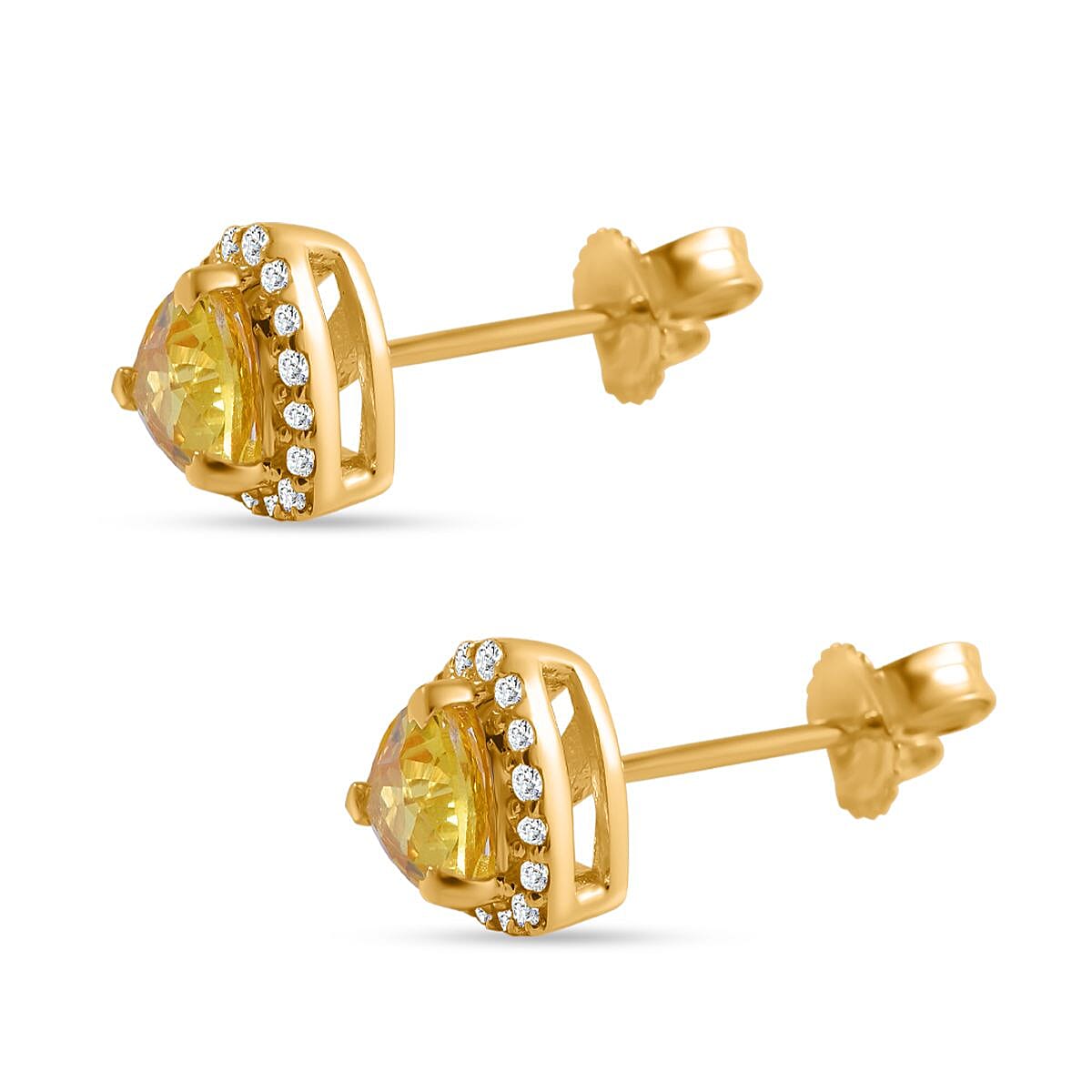 9K Yellow Gold AAA Chanthaburi Yellow Sapphire and Diamond Earrings 1.20 Ct.