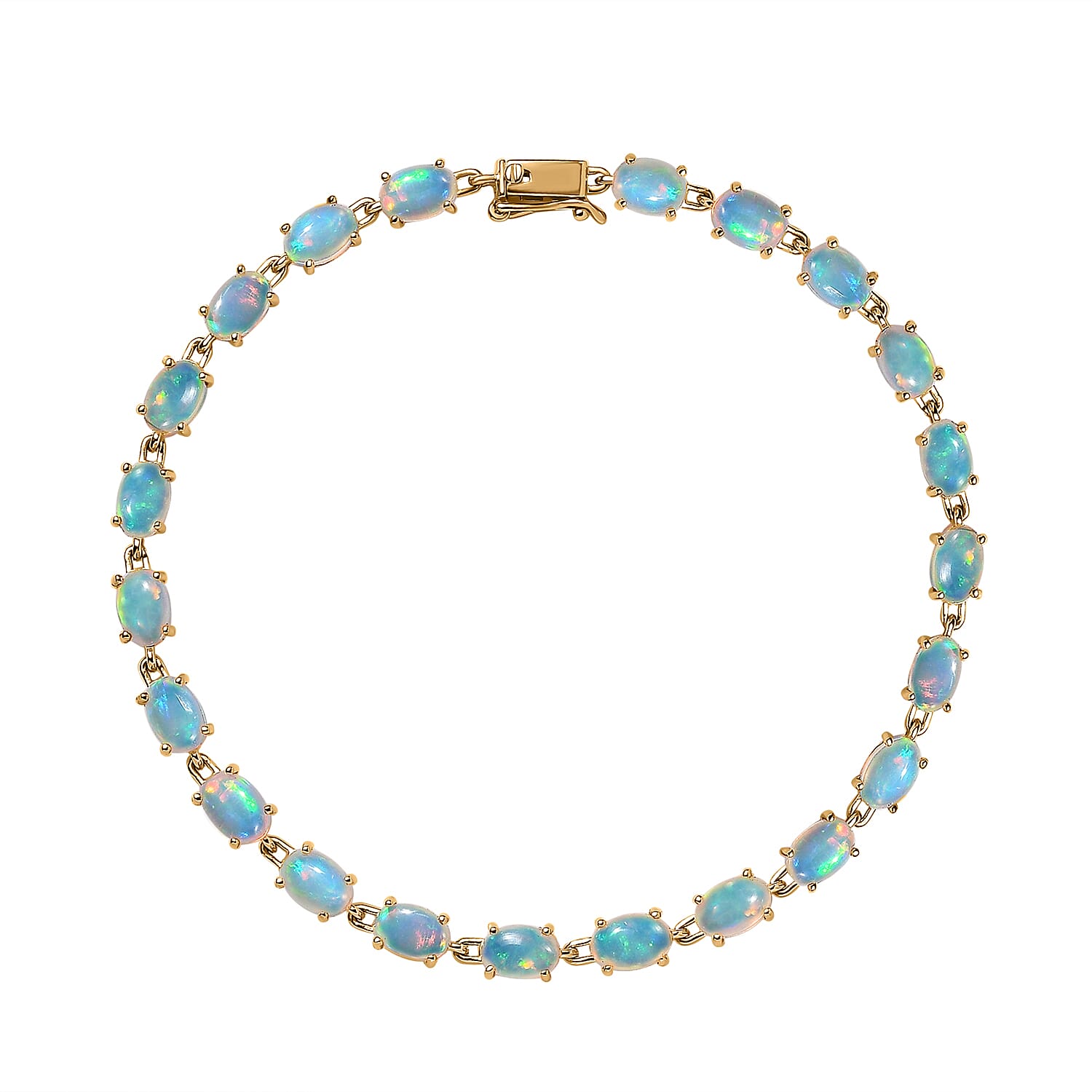 9K Yellow Gold Ethiopian Welo Opal Bracelet (Size - 7.5) 8.00 Ct.