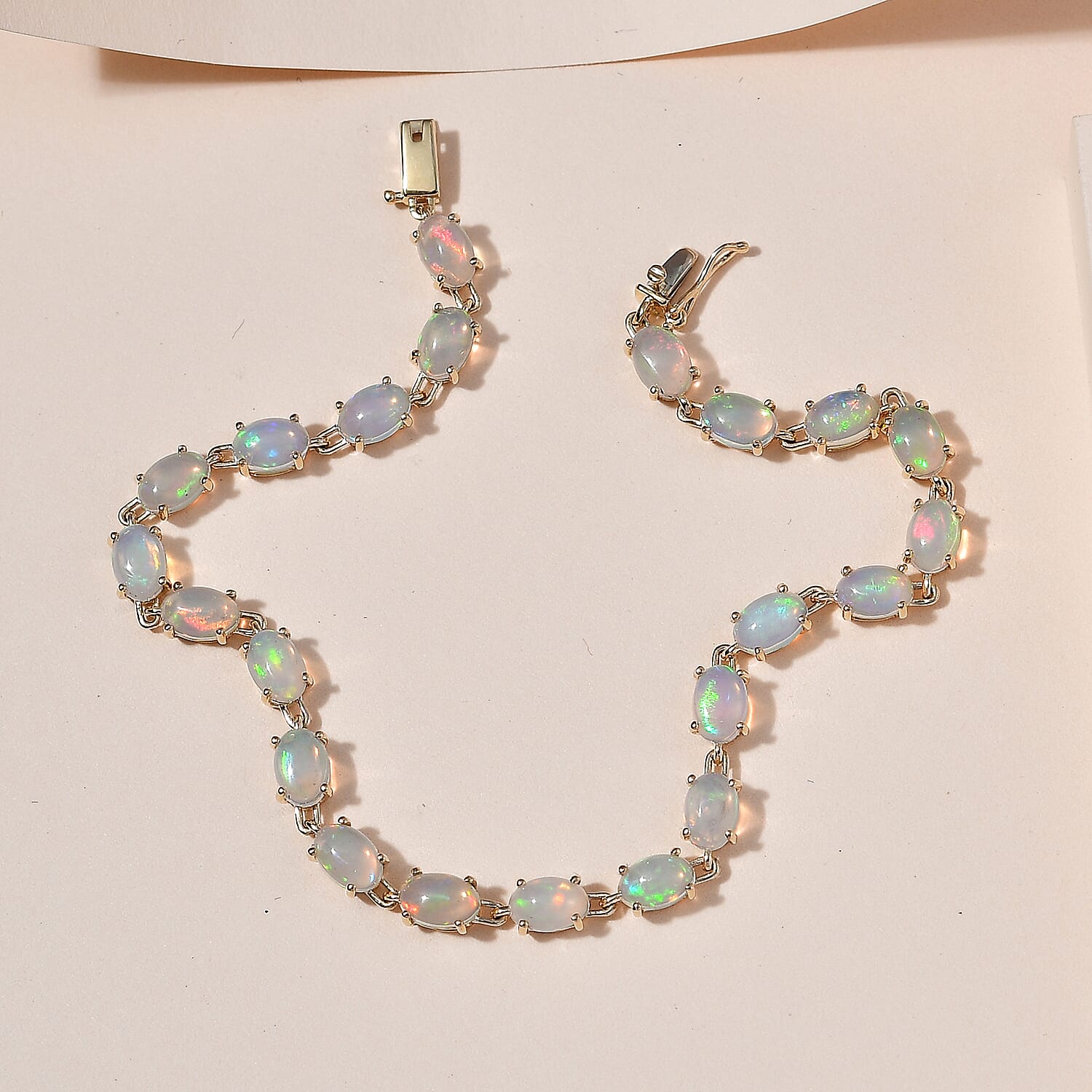 9K Yellow Gold Ethiopian Welo Opal Bracelet (Size - 7.5) 8.00 Ct.