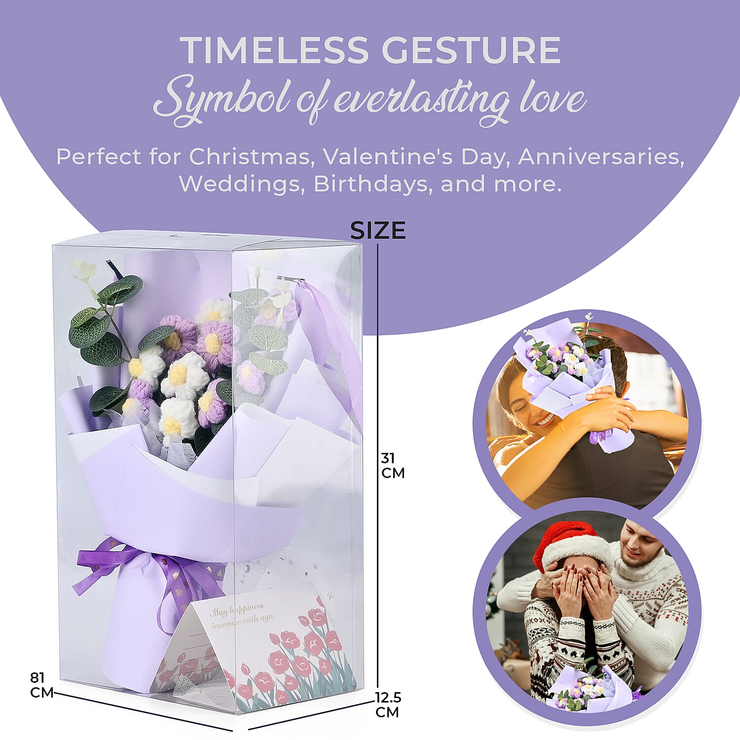 100% Cotton Handmade Crochet Flower Bouquet - Lavender