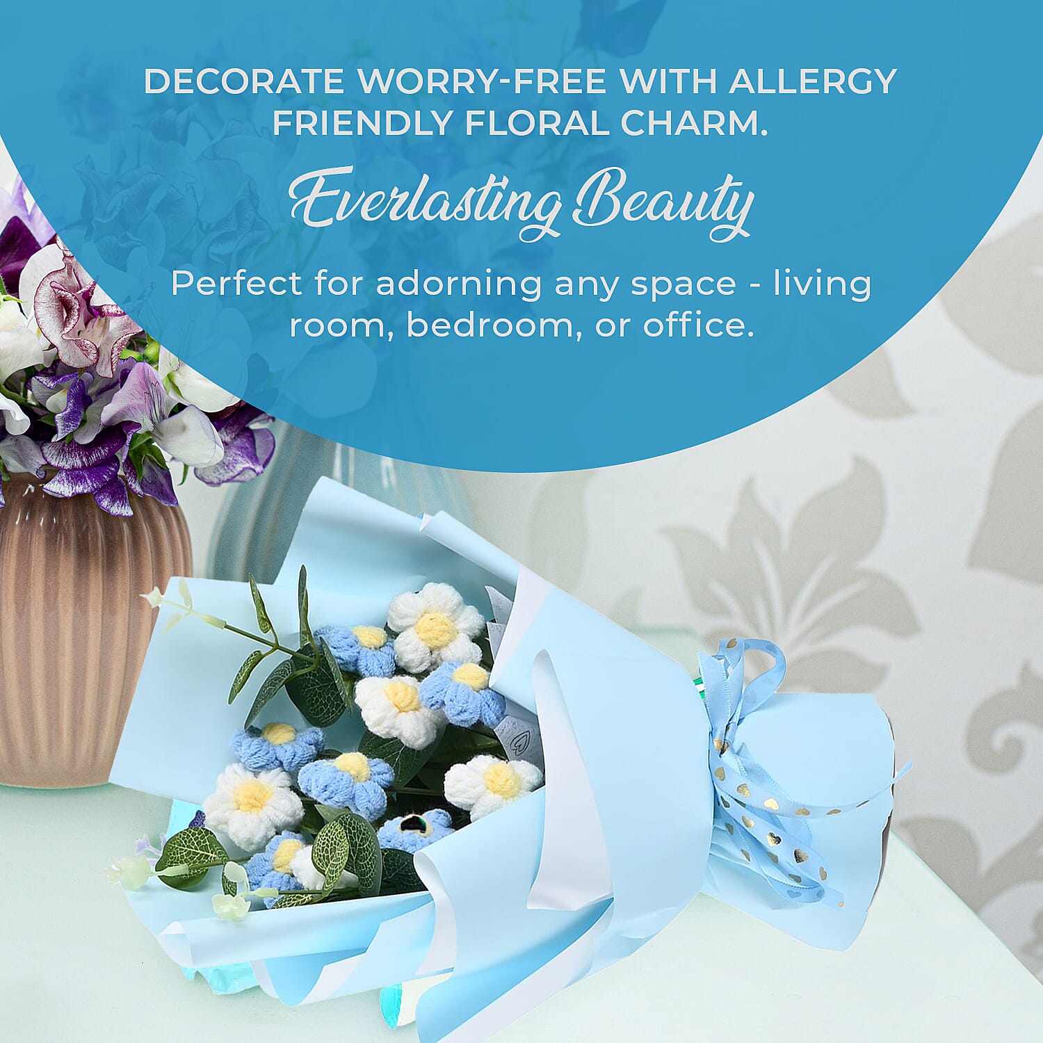 Artificial Flower (Size 31x18x12 cm) - Blue & Lavender