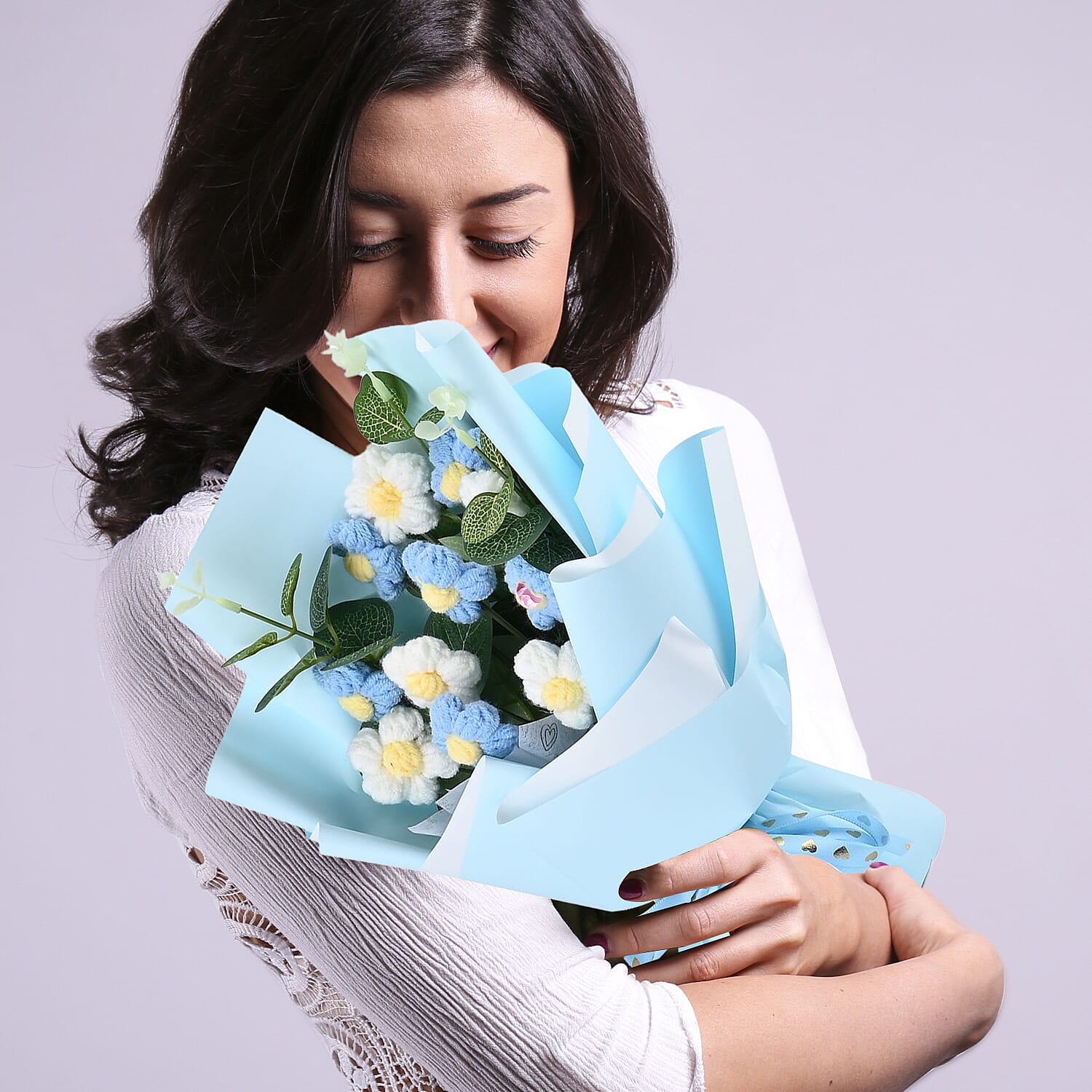 Artificial Flower (Size 31x18x12 cm) - Blue & Lavender