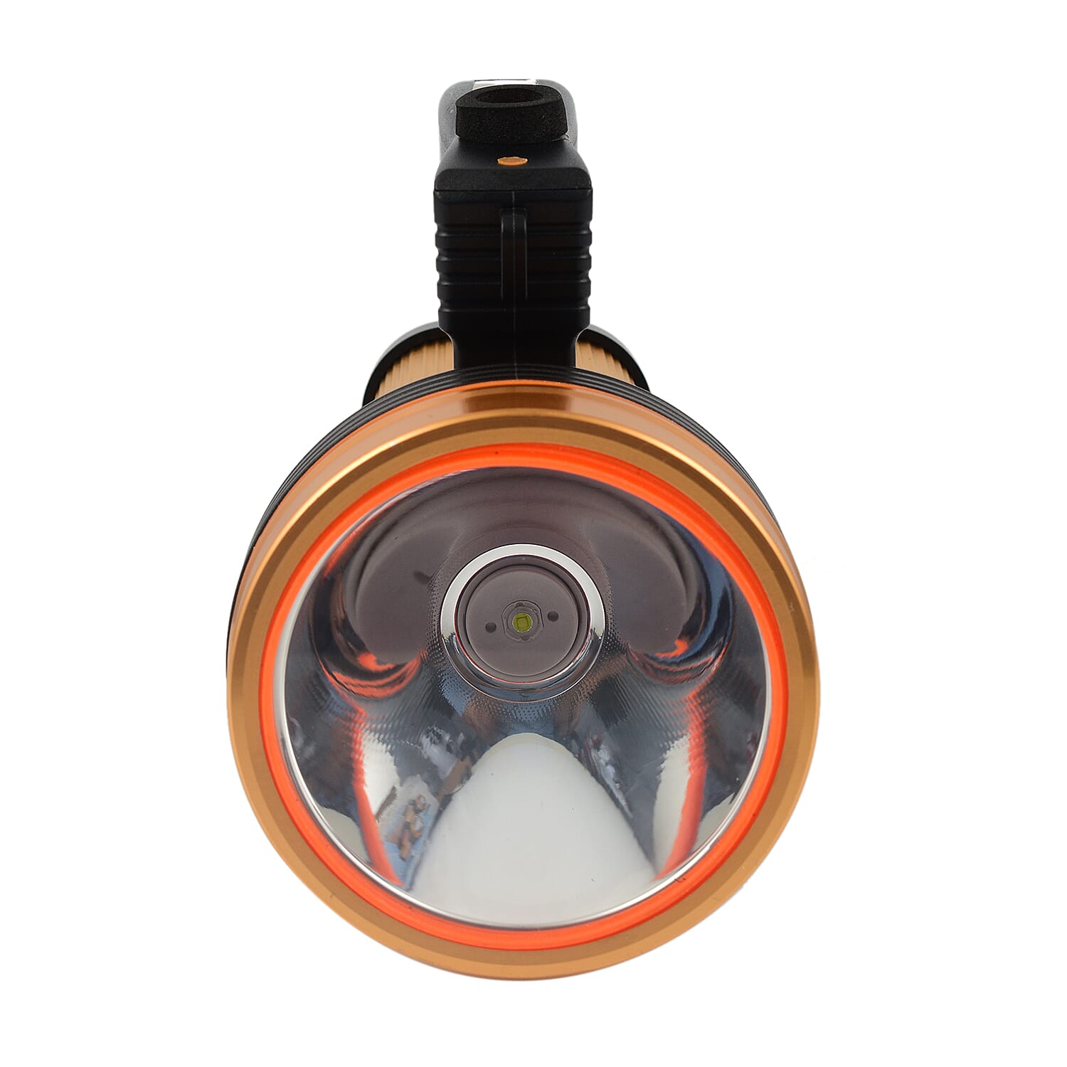 Super Bright High Lumens Heavy Duty LED Rechargeable Handheld Flashlight Torch (USB Output Provided to Charge Phone) - Gold - Black