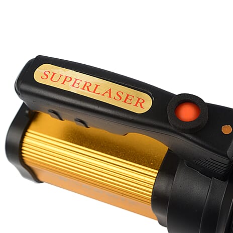 Super Bright High Lumens Heavy Duty LED Rechargeable Handheld Flashlight Torch (USB Output Provided to Charge Phone) - Gold - Black