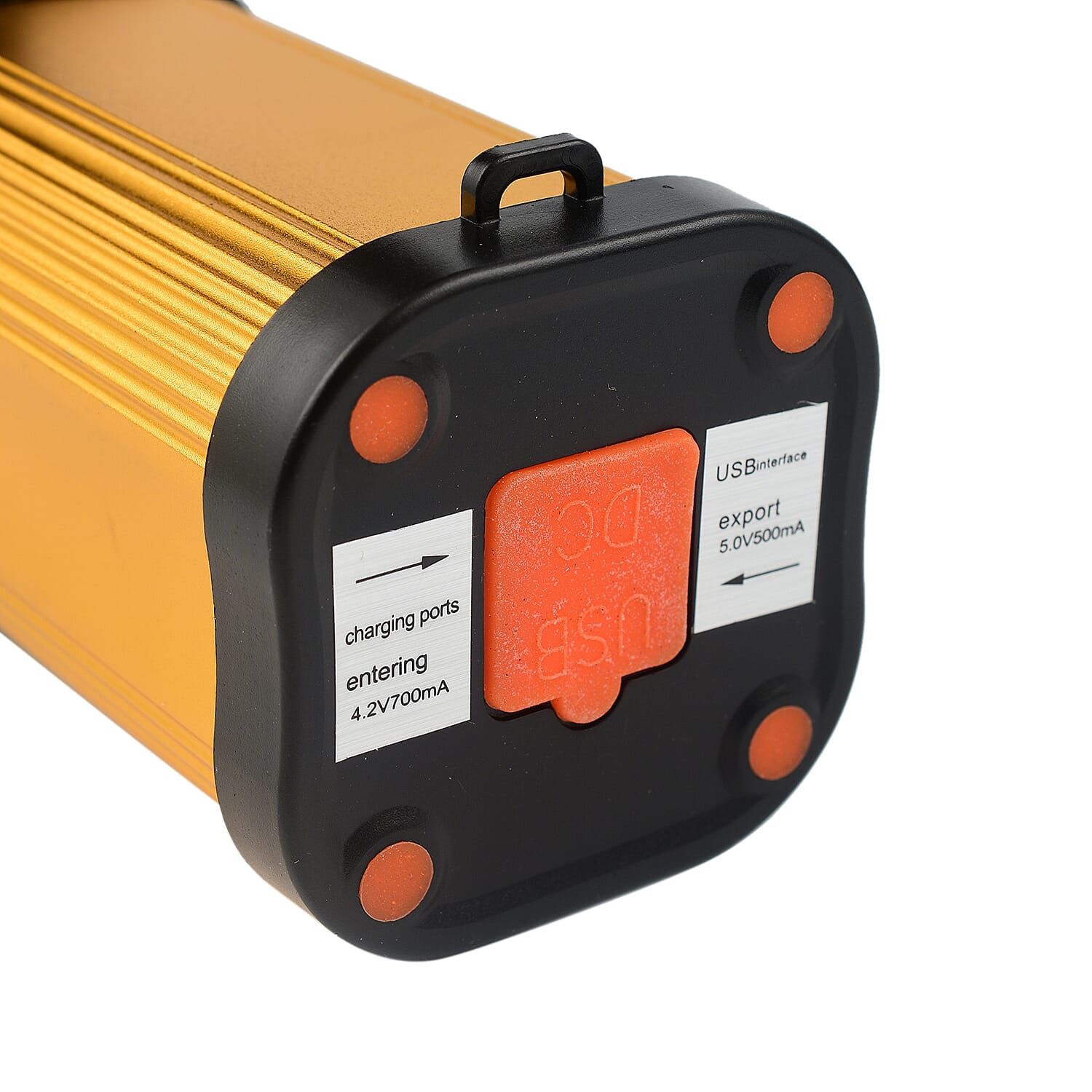 Super Bright High Lumens Heavy Duty LED Rechargeable Handheld Flashlight Torch (USB Output Provided to Charge Phone) - Gold - Black