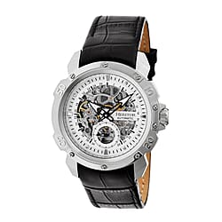 Heritor Conrad Automatic Movement with Genuine Leather Strap - Silver