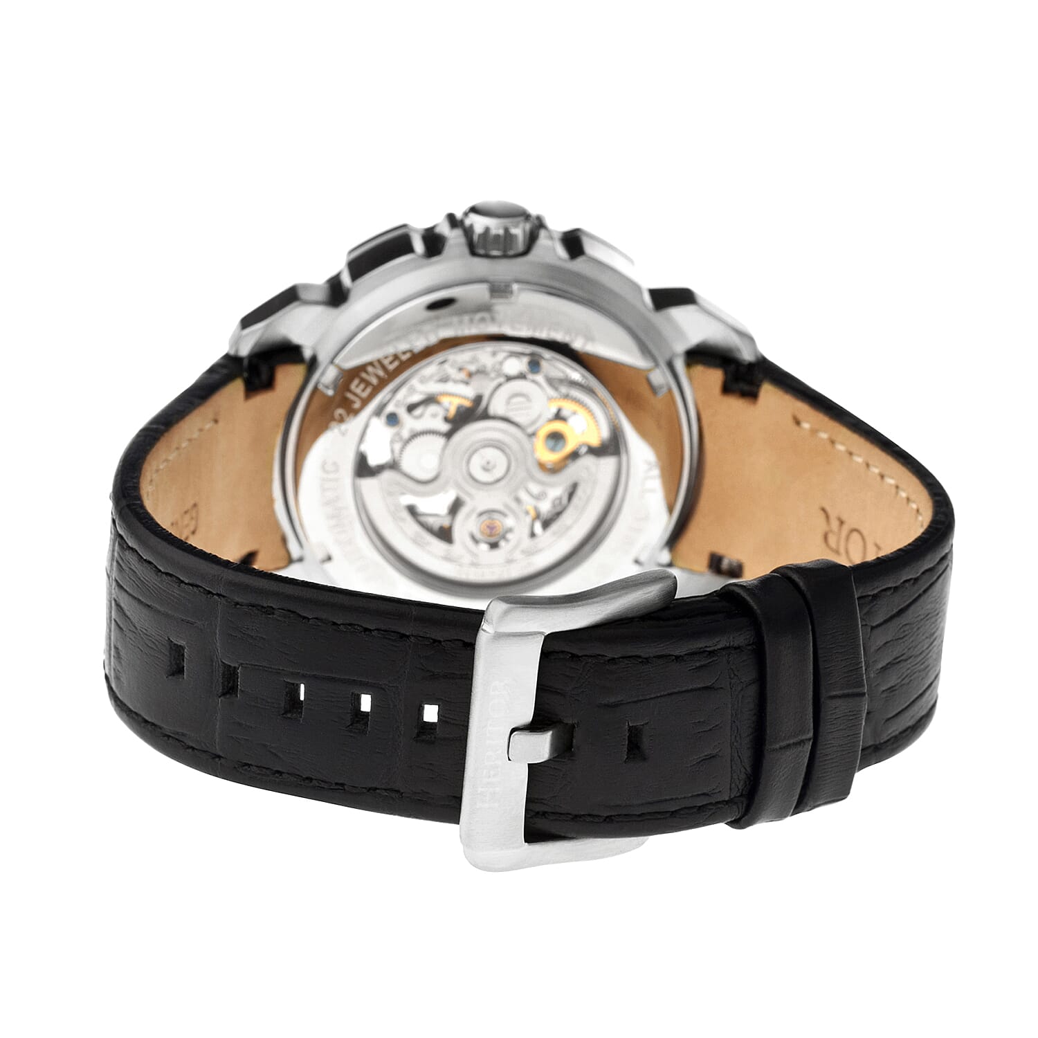 Heritor Conrad Automatic Movement with Genuine Leather Strap - Silver