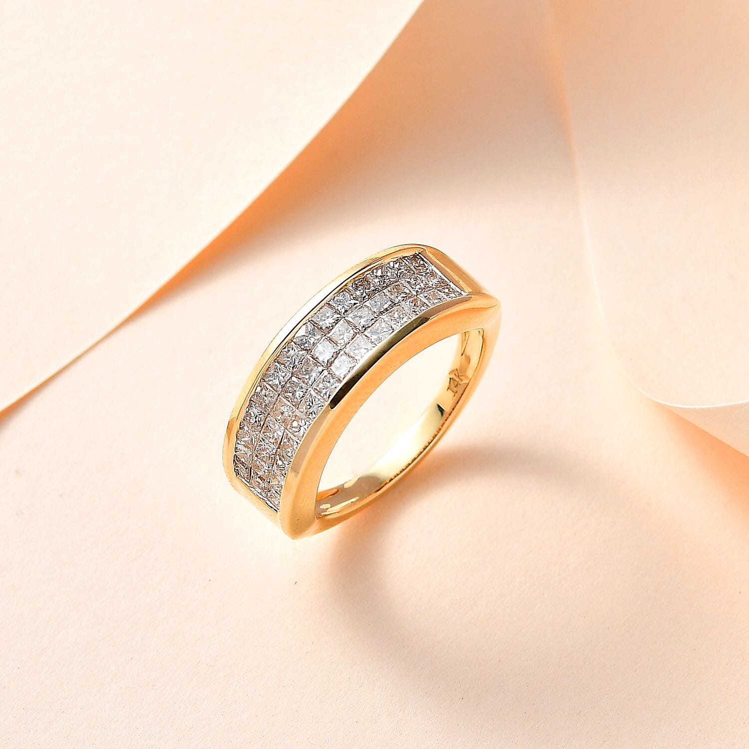 Manhattan Closeout Deal - 14K Yellow Gold Certified Diamond Ring 1.00 Ct, Gold Wt 5.18 GM