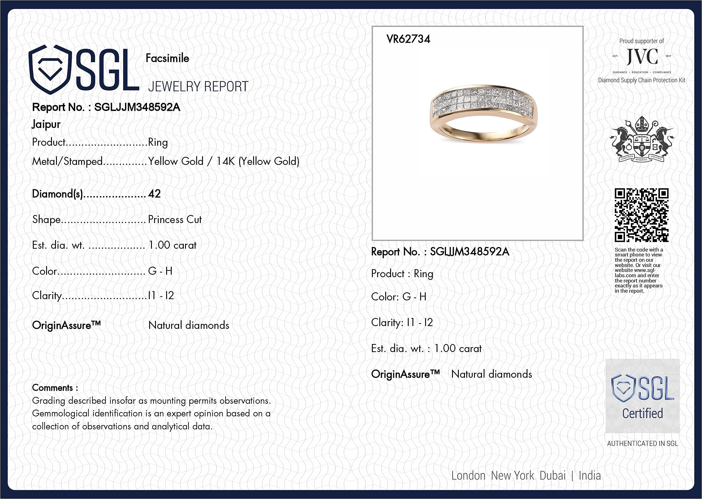 Manhattan Closeout Deal - 14K Yellow Gold Certified Diamond Ring 1.00 Ct, Gold Wt 5.18 GM