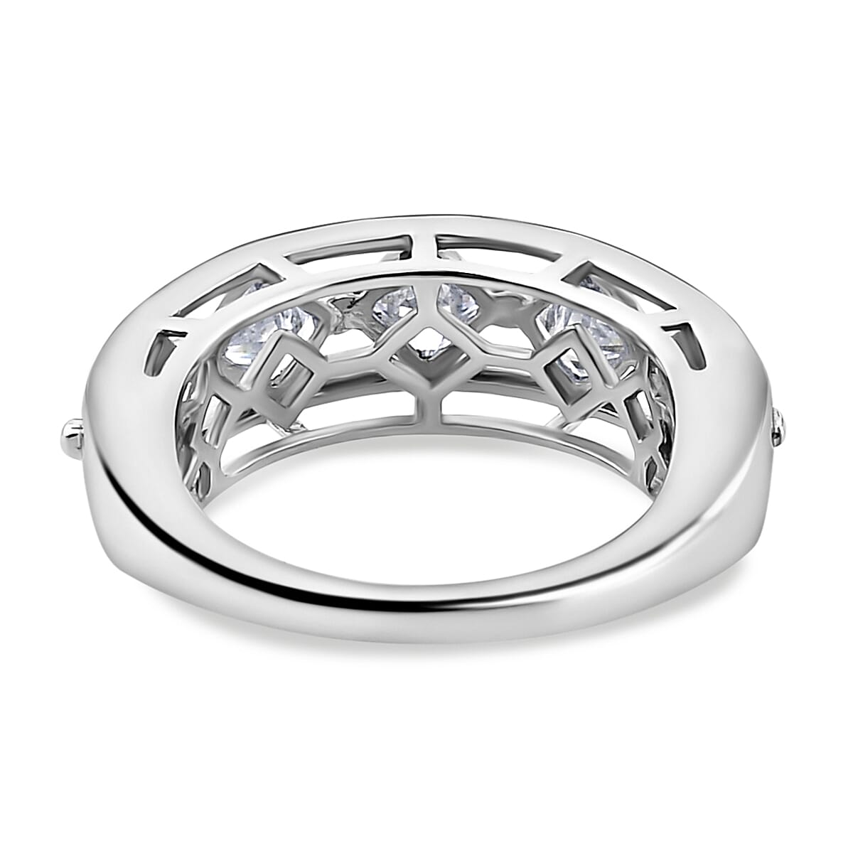 GP Art Deco Collection - Moissanite 6 Stone Band Ring in Platinum Overlay Sterling Silver 1.83 Ct GP Art Deco Collection - Moissanite 6 Stone Band Ring in Platinum Overlay Sterling Silver 1.83 Ct