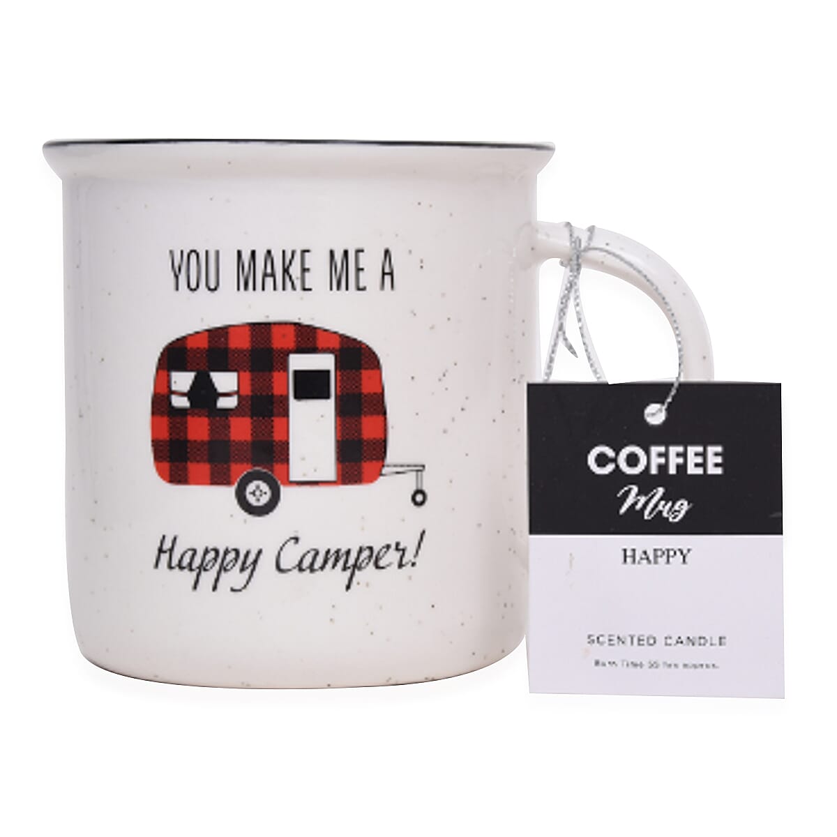 Set of 2 Mug Scented Candle Take Life One Cup at a Time & Happy Camper