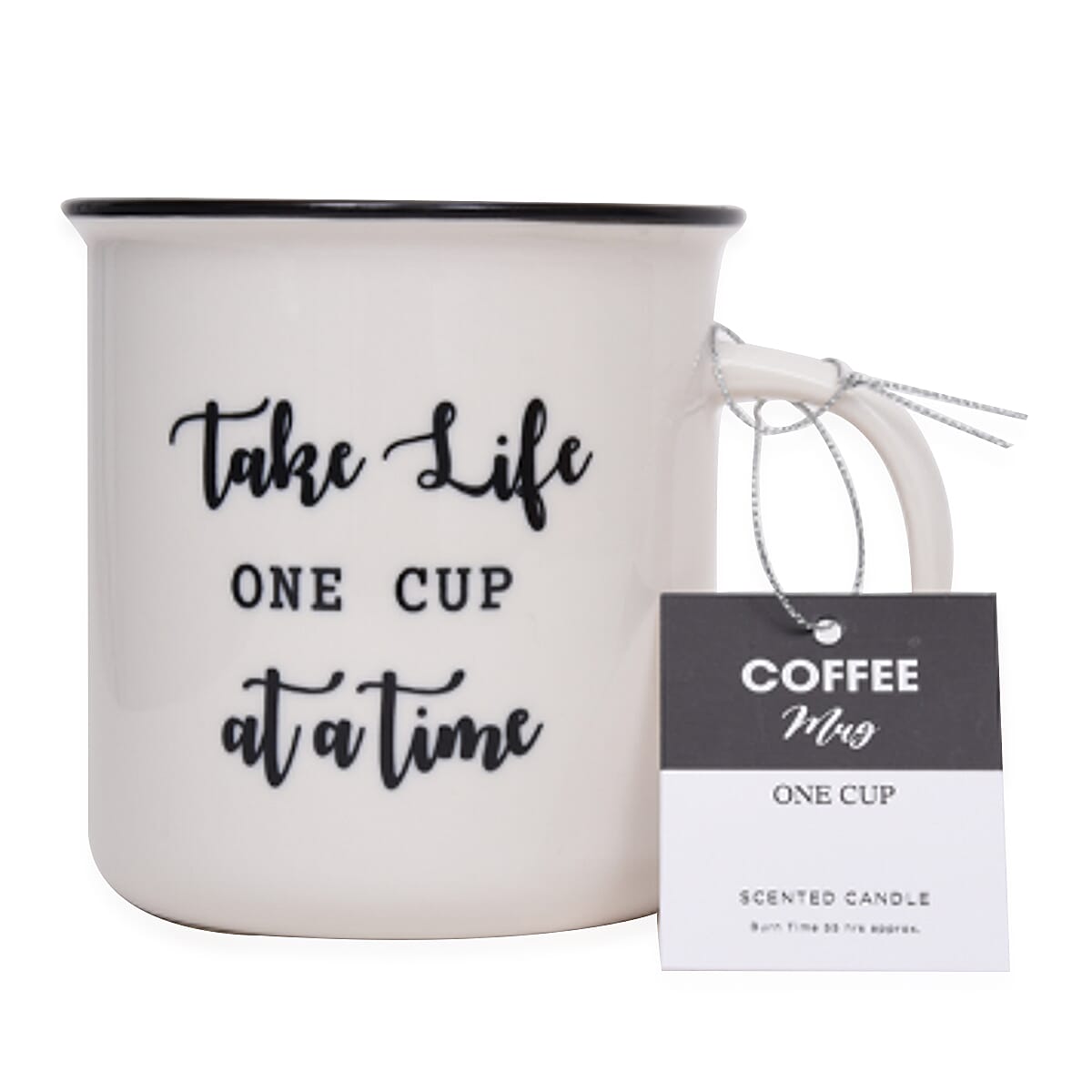 Set of 2 Mug Scented Candle Take Life One Cup at a Time & Happy Camper
