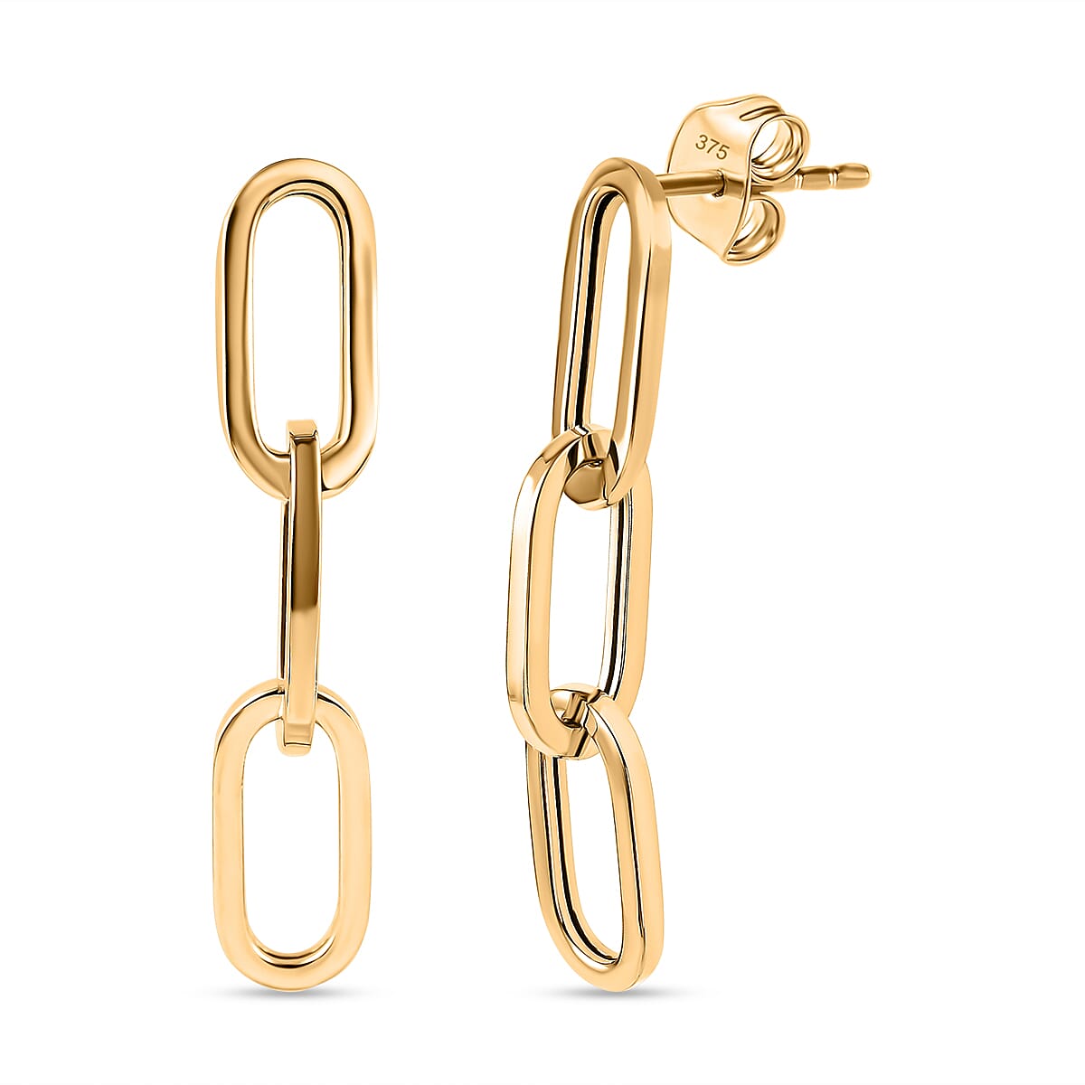 Vicenza Closeout - 9K Yellow Gold Paperclip Drop Earrings