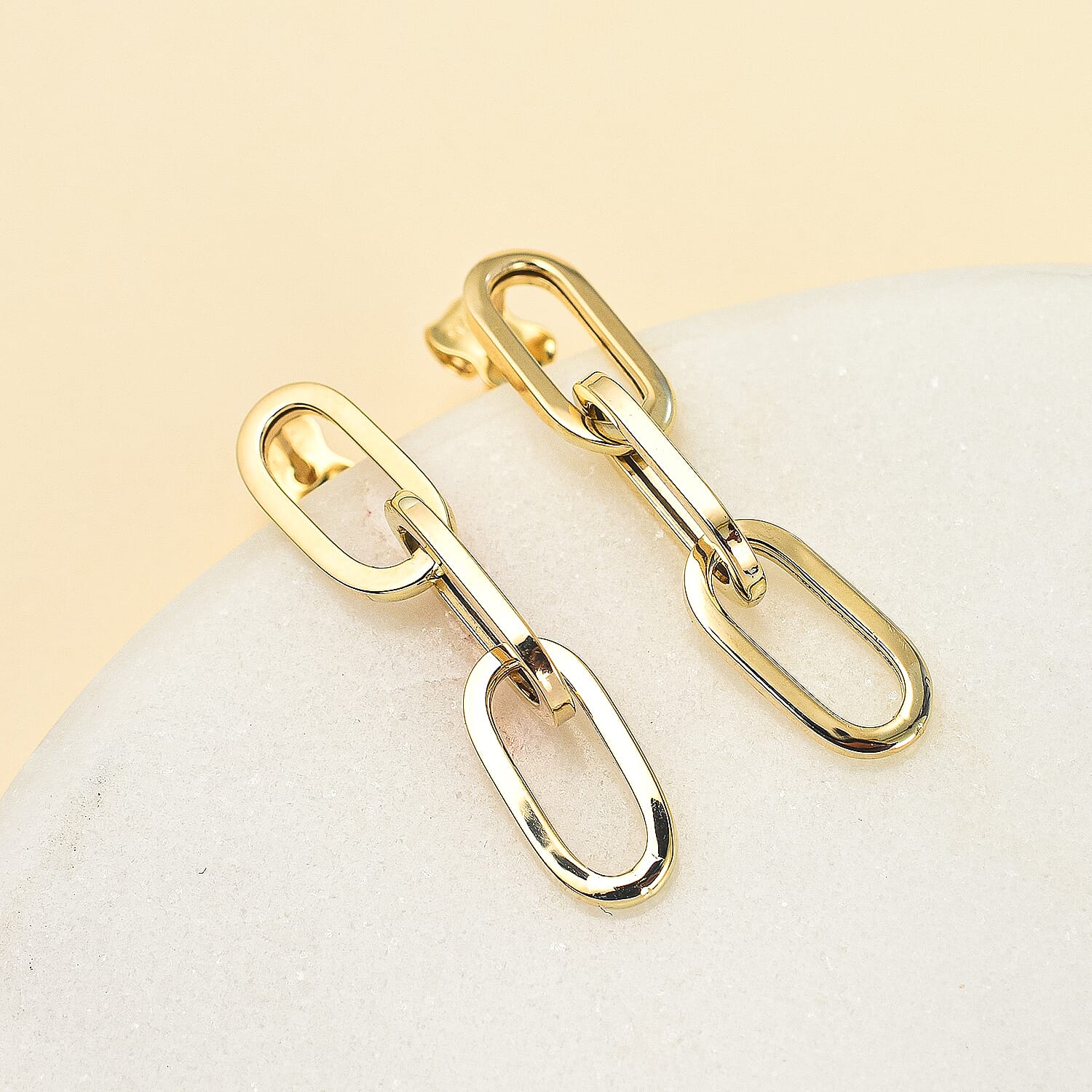 Vicenza Closeout - 9K Yellow Gold Paperclip Drop Earrings