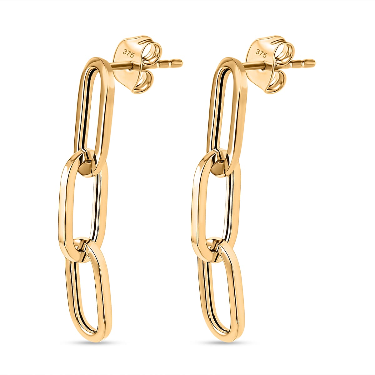 Vicenza Closeout - 9K Yellow Gold Paperclip Drop Earrings