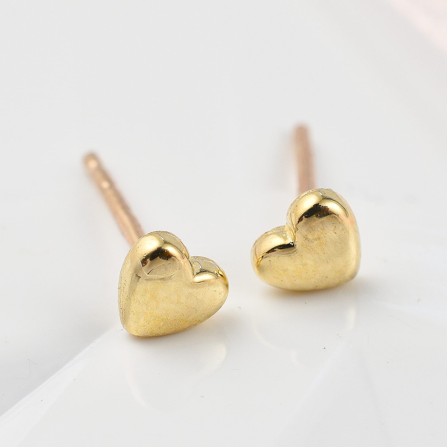 9K Yellow Gold Heart Stud Earrings