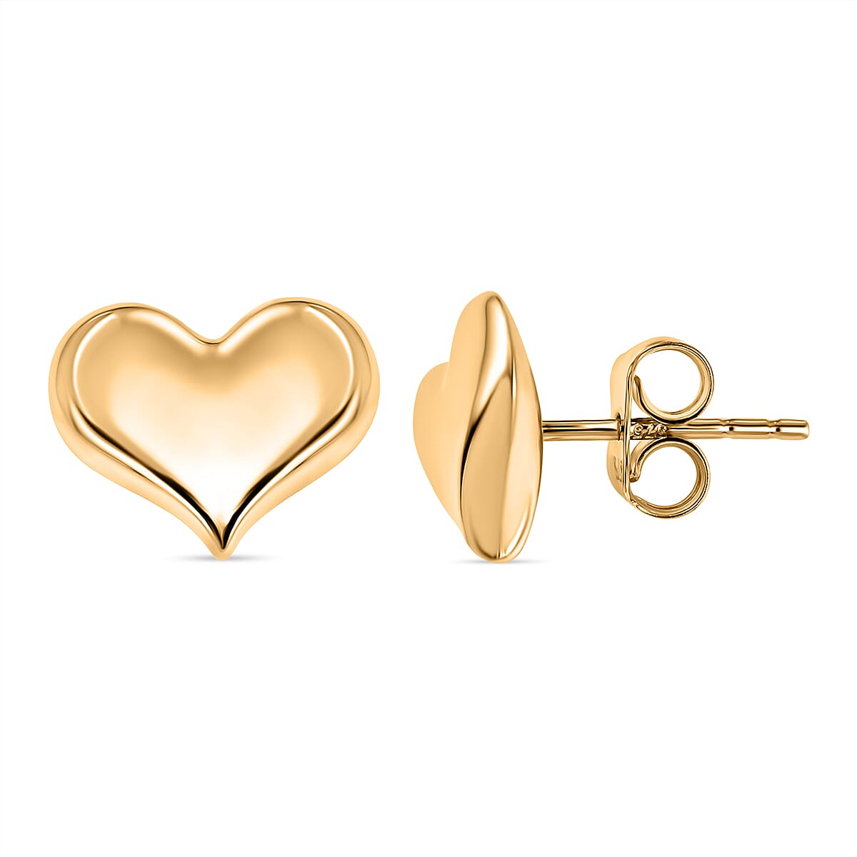 Vicenza Exclusive- 9K Yellow Gold Heart Stud Earrings
